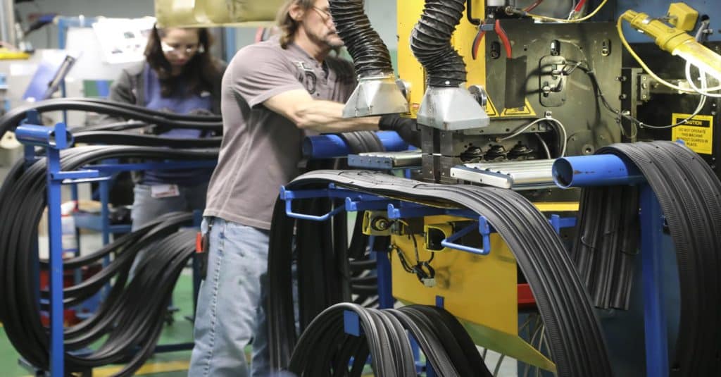 Photo from the production floor of Waterville TG, a leading North American automotive supplier